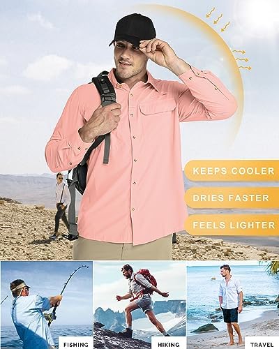 33,000ft Men's Long Sleeve Sun Protection Shirt UPF 50+ UV Quick Dry Cooling Fishing Shirts for Travel Safari Camping Hiking - Image 4