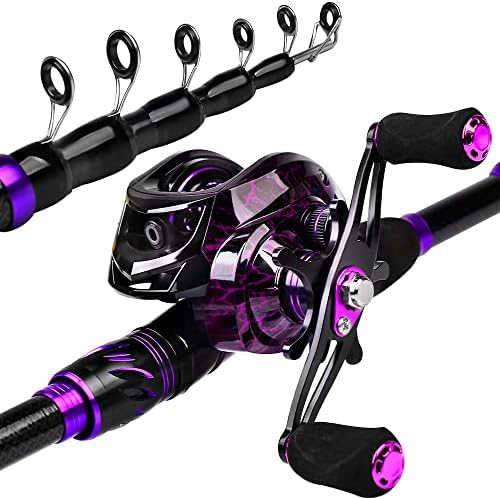 Fishing Rod and Reel Combo - 6.9ft Telescopic Spincast Rod with Left Handed Baitcasting Reel Combos - Sea Saltwater Freshwater Ice Bass Fishing Tackle Set - Fishing Rods Kit - Image 2