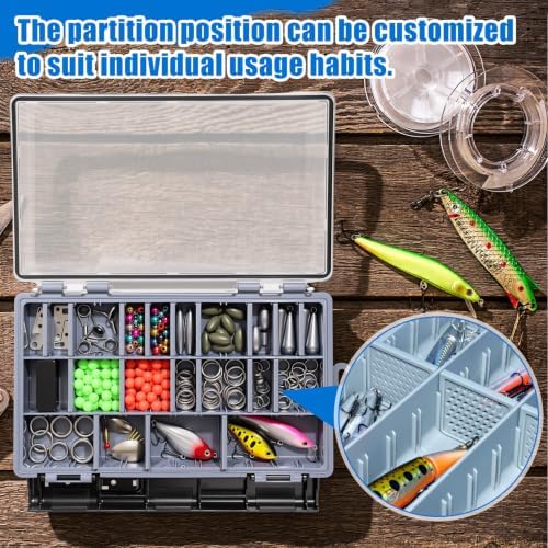 Junkin 6 Pack 3600 Fishing Tackle Boxes Waterproof, High-vis Black Lure Organizer Trays with Removable Dividers, Airtight Bait Storage Case for Bass Fishing Backpacks & Kayak Gear Accessories - Image 5