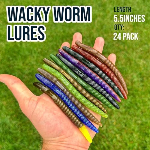 Reaction Tackle Wacky Worms, 5.5 Inch Salt Impregnated Soft Plastic Stick Bait Bass Fishing Lures for Finesse, Wacky, Neko, Texas and Carolina Rigs, 24 Pack - Image 3