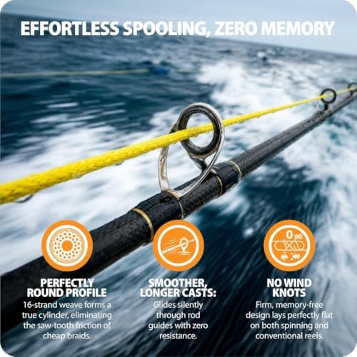 FINS Hollow Core Braided Fishing Line, 16 Strand Spliceable, USA Made Braid - Image 3