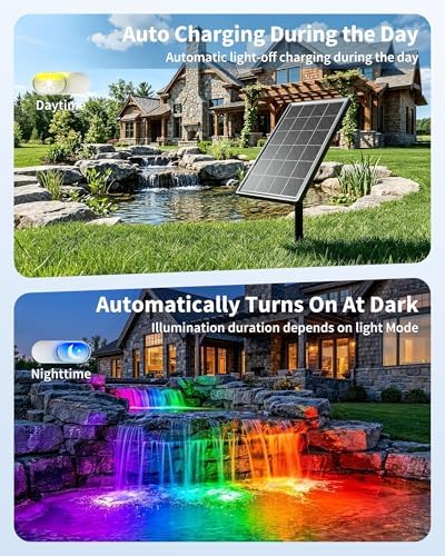 POPOSOAP 4W Solar Pond Lights with Remote Control, RGB Multi-Color Underwater Solar Lights with Timer & Memory Function for Pond, Fountain, Pool, Garden, Aquarium(3 Headlamp)-P64WC - Image 2
