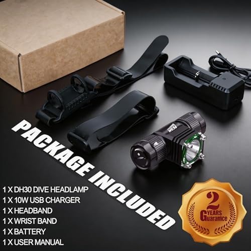 PFSN Professional LED Scuba Dive Light - Hands-Free 1196 Lumens, 200m Beam, IPX68 Waterproof, 4800mAh Rechargeable Battery, 3 Modes, Black - Image 7