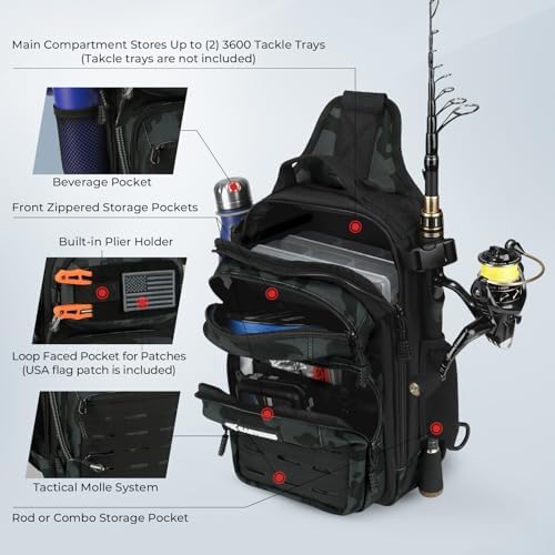 KastKing Blowbak Fishing Sling Bag, Fishing Backpack with Rod Holder - Image 4
