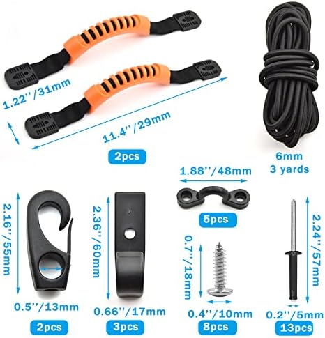 Kayak Carry Handle Rigging Kit -Kayak Canoe Carry Handles, 15 FT 6mm Elastic Bungee Cord Replacement Parts for Kayaks Canoes Boat Suitcase - Image 3