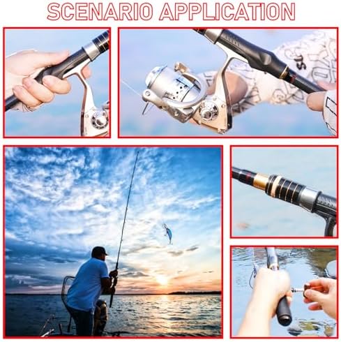 Fishing Pole and Reel Combo - 2PCS Carbon Fiber Telescopic Rods Spinning Reels Saltwater/Freshwater Kit with Lures, Line and Carrier Bag, Travel Fishing Gear for Adults - Image 2
