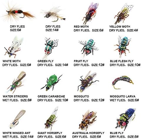 YZD Fly Fishing Flies Realistic Dry Wet Nymph Trout Flies Hand Tie Lures Kits 12/26/48 Pcs… - Image 4