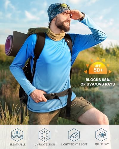 Roadbox Men's UPF 50+ UV Sun Protection Shirts, Long Sleeve Swim Rash Guard - Image 4