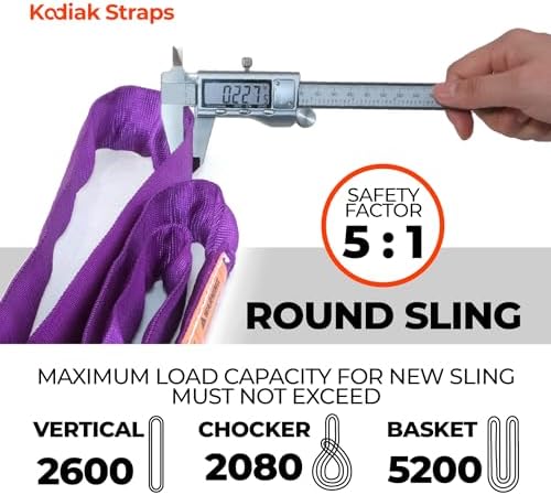 Endless Round Sling Lifting Strap- 4 Feet x 2600 lbs Vertical Capacity - Polyester Lifting Sling Strap, Heavy Duty for Rigging Moving Towing Hoisting- (4Pack)- Kodiak Straps - Image 2