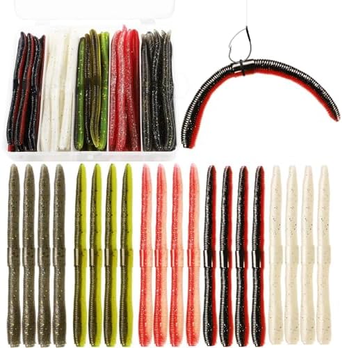 Dovesun Wacky Worm for Bass Trout Fishing Worms Kit with Soft Plastic Baits, Weedless Hooks, Bass Hooks,Weedless Jig Head, Wacky Rig Tool, O-Rings, Weight 152Pcs/131Pcs/50Pcs by Dovesun