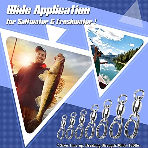 AMYSPORTS High Strength Snap Swivel Stainless Split Rings Fishing Swivel Freshwater Ball Bearing Swivels Fishing Saltwater, 25pcs, 30lbs - Image 5