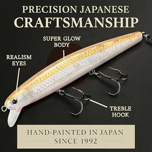 LUCKY CRAFT FlashMinnow 110, Super Glow Series, Saltwater Fishing Lures, Jerkbait Surf Fishing Accessories and Gear, 1-2 ft Slow Suspending Topwater Lure, Halibut and Bass Fishing Lures - Image 3