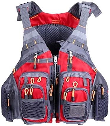 JKSPORTS Fly Fishing Vest - Fishing Safety Life Jacket for Swimming, Sailing, Boating, Kayak - Floating Multifunction Breathable Backpack for Men and Women - Adjustable, Grey/Green/Red/Blue by JK