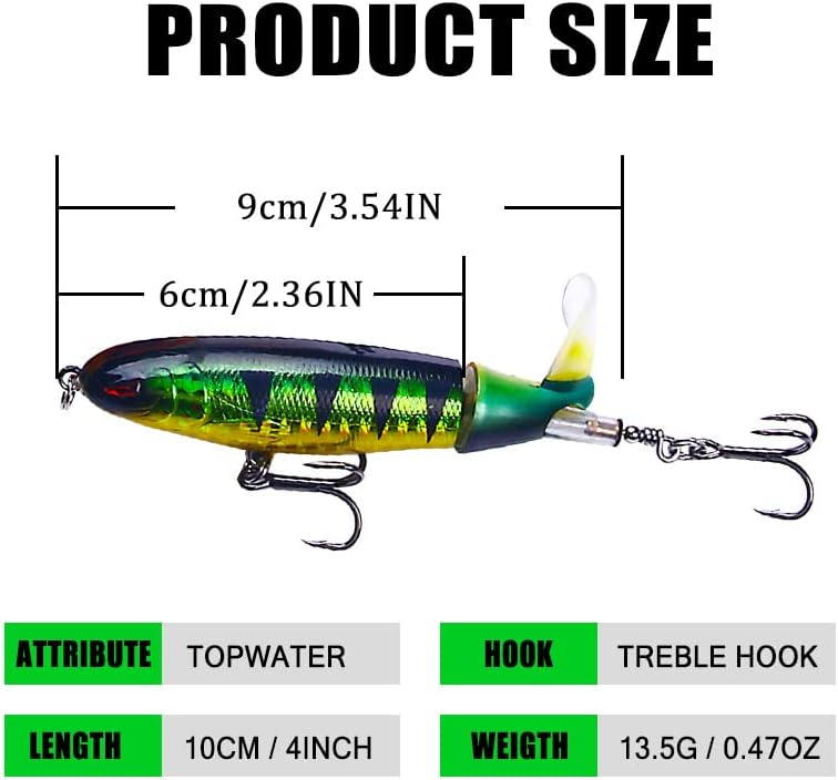 Topwater Fishing Lures With Storage Box, Whopper Popper for Bass, Catfish, Pike, Perch - Floating Pencil Bait With Rotating Tail for Freshwater or Saltwater - Image 5
