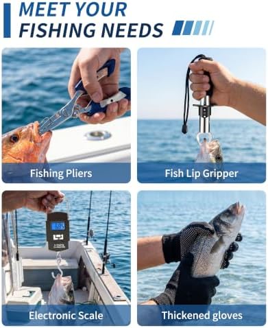Fishing Tool Kit - Fishing Pliers, Hook Remover, Fish Gripper，Fish Scale, Fish Knife, Saltwater Fishing Gear with Sharpeners, Best Gifts for Men - Image 2
