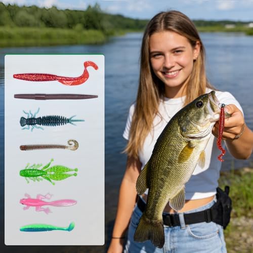 Clearance Bionics-Designed Durable Soft Plastic Fishing Lures Kit with Bonus Accessories, 3/4/5/6 Inch, 9-Type Lifelike Swimbaits in One Gear Set Included Tackle Box for Bass - Image 5
