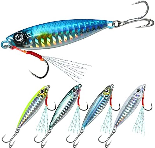 TRUSCEND Metal Fishing Jigs Lures with Hand-Polished, Colorfully Reflective Lead Fishing Spoons Glow Hard Swimbaits for Bass, Walleye, Trout, Salmon, Freshwater & Saltwater Fishing Gear Gifts for Men by TRUSCEND