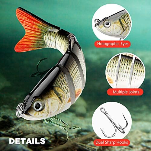 Bass Fishing Lure for Freshwater and Saltwater Lifelike Fishing Lures Multi Jointed Swimbait for Bass Trout Crappie Walleye Pike Fishing Gifts for Men - Image 4