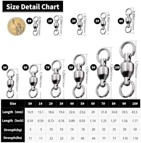 FishTrip 25/50pcs Ball Bearing Swivels with Split Rings for Saltwater - Image 6