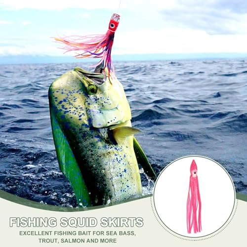 Fishing Squid Skirts, Glow Soft Plastic Trolling Lures Luminous -Fitting for (Bass/Trout/Salmon/Saltwater/Fishing Bait) - Image 5