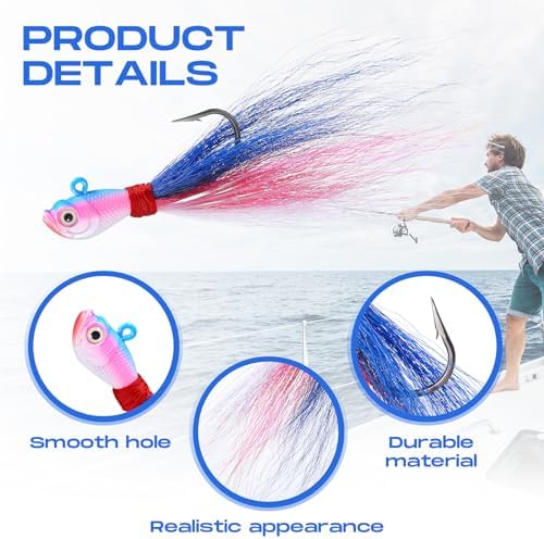10 Pcs Bucktail Jigs Saltwater Hair Jig Fishing Lures - Image 3