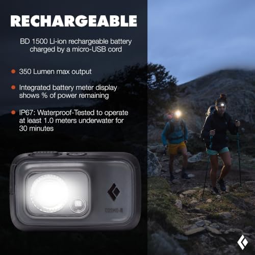 BLACK DIAMOND Cosmo 350-R Headlamp, Rechargeable, Dimmable, BD Graphite - Image 2