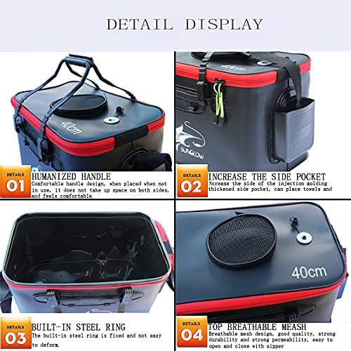 Grneric Fishing Bucket, 6Gallon/8Gallon/10Gallon Foldable Fish Bucket,Live Fish Container Multi-Functional Live Fish Bait Bucket,Outdoor Camping EVA Fishing Bag and Fish Protection Bucket - Image 6