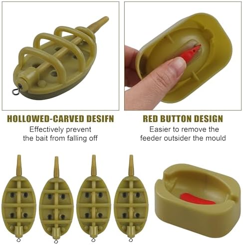Carp Fishing Method Feeders Set 4 Inline Method Feeders with 1 Quick Release - Image 2