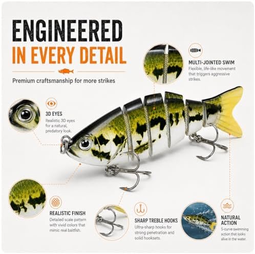 VOOGLASS 4PCS Fishing Lures Kit Hard Baits for Bass Pike Walleye - Image 3