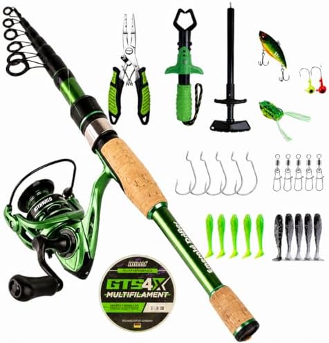 Telescopic Fishing Combo, 6FT/7FT Carbon Fiber Travel Rod with 3000 Spinning Reel for Bass Trout Catfish Freshwater Saltwater by KITHWILD