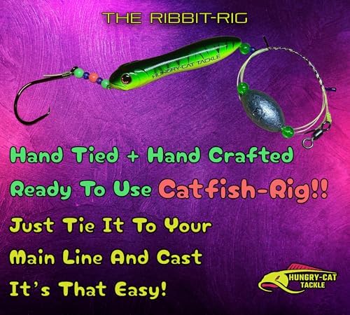 Premium Catfish Ready Rig, Ribbit-Rig, Bright Multicoloured, with 3 oz Egg Sinker Weight. - Image 3
