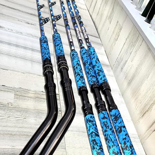 Fiblink Saltwater Fishing Rod 1Piece/2Piece Offshore Trolling Rod Big Game Deep Sea Rod Conventional Boat Blue Camouflage Fishing Pole(5'6"/6'/7') - Image 7