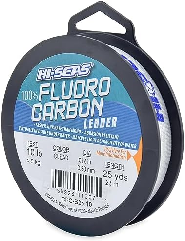 HI-SEAS 100% FLUOROCARBON Fishing LINE Leader - Clear Invisible Leader UNDETECTABLE to Fish, Fast Sinking 6LB-400LB by Hi-Seas