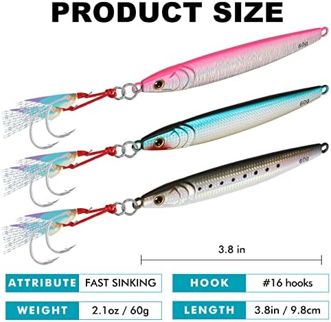 TRUSCEND Metal Fishing Jigs Lures with Hand-Polished, Colorfully Reflective Lead Fishing Spoons Glow Hard Swimbaits for Bass, Walleye, Trout, Salmon, Freshwater & Saltwater Fishing Gear Gifts for Men - Image 2