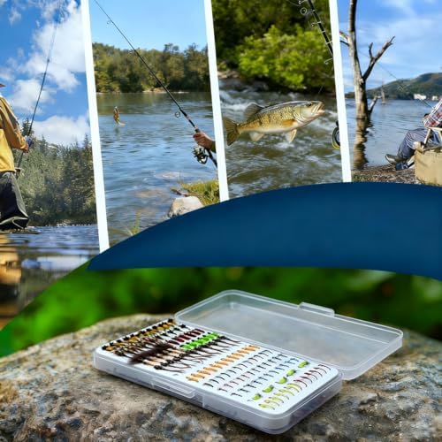 138pcs Fly Fishing Flies Pieces per Set Ultra-Thin Portable Nymph Fly Fishing Accessories, with Box Trout Fishing Fly Lures - Image 2