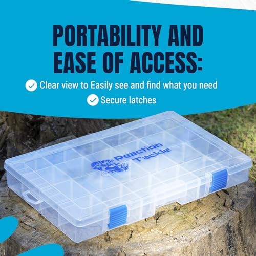 Reaction Tackle Basic Tackle Trays, Clear Plastic Utility Box Organizers with Removable Dividers for Lures, Hooks and Terminal Rigs, Fits Tackle Bags and Boxes - 3700 (2-Pack) - Image 3