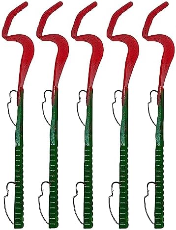 Delong Lures Fishing Lures Bass Set, 10" Pre-Rigged Weedless Swim Bait, Twister Tail Bass Fishing Lures, Extra Durable Soft Plastic Baits for Freshwater - 5 pcs Bass Baits and Lures Pack, Made in USA by DelongLures