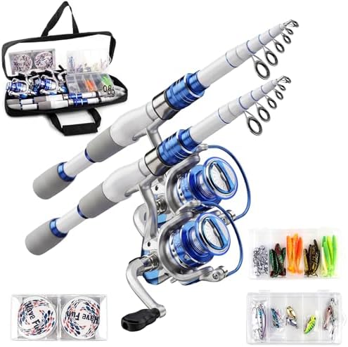 Fishing Rod and Reel Combo,2 Pcs 2.1M Collapsible Fishing Rod Kit by Hikary