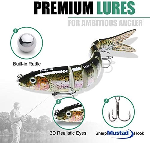 TRUSCEND Swimmax Easy Catch Fishing Lures with BKK Hooks, Wiggling, Vibrating, Rattling and Gurgling for More Bite, Heavy-Duty Dyneema Fiber Jointed Swimbaits for Bass, Trout, Walleye, Crappie, Pike - Image 3