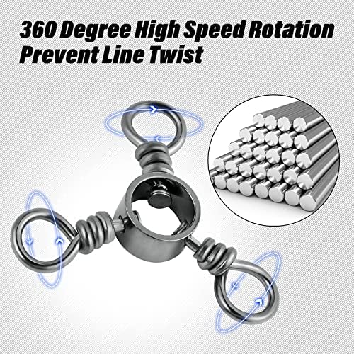 Dr.Fish 50 Pack 3 Way Swivel Fishing Tackle 30-220Lb Catfish Swivels Three Way Rigs Freshwater Saltwater Catfish Tackle - Image 6