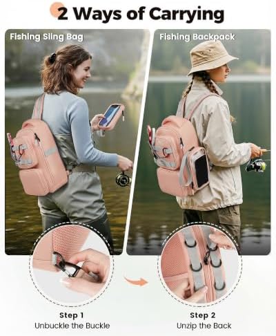 MATEIN Fishing Sling Bag with Phone Pouch, 3600 Tackle Box Backpack - Image 4