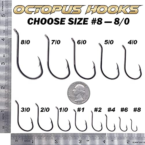 Octopus-Hook-Fishing-Beak-Circle-Hooks-Freshwater-Red-Black-100-50 Pack - Image 3
