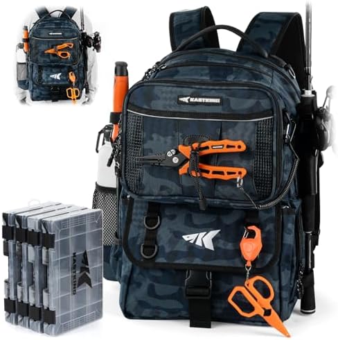KastKing BaitSpace 50L Fishing Backpack with 4 Tackle Boxes, 2 Rod Holders by KastKing
