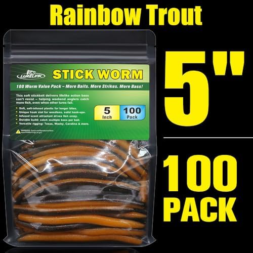 Wacky Worms Soft Plastic for Bass Fishing Lures–100 Pack 4" & 5" Stick Baits Wacky, Texas, Neko & Drop Shot Rigs–Bulk Soft Lure - Image 7