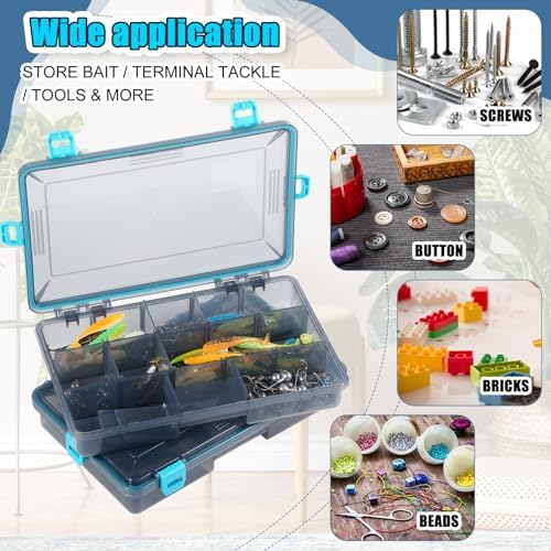 Wonderjune 6 Pack Fishing Tackle Box Waterproof 3600 Tackle Tray, Blue - Image 6