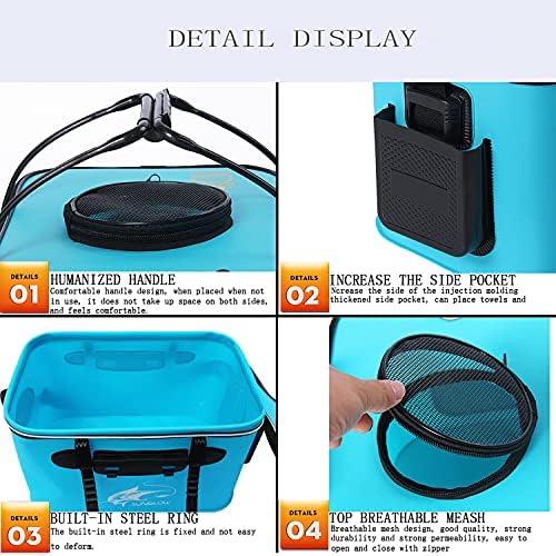 Grneric Fishing Bucket, 6Gallon/8Gallon/10Gallon Foldable Fish Bucket,Live Fish Container Multi-Functional Live Fish Bait Bucket,Outdoor Camping EVA Fishing Bag and Fish Protection Bucket - Image 6