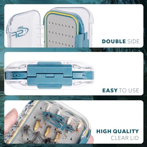 SF Double Sided Waterproof Fly Box With Clear Lid Easy Grip Foam S 3Pcs - Image 4