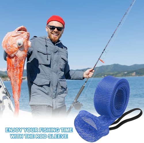 PATIKIL Rod Sock, Fishing Rod Sleeve Cover Braided Mesh Pole Protector Gloves Fishing Tools Pointed End for Spinning Fishing Rod Fly Rod Ice Rod Casting Rod - Image 7