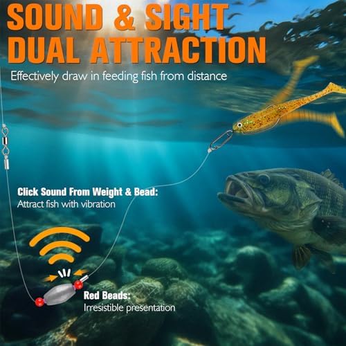Dovesun 10/5PCS Ready Tied Carolina Rig Kit for Bass Fishing Catfish Rig Catfish Hook Kit with Bass Hooks, Swivel, Fluorocarbon Line, Weights - Image 3