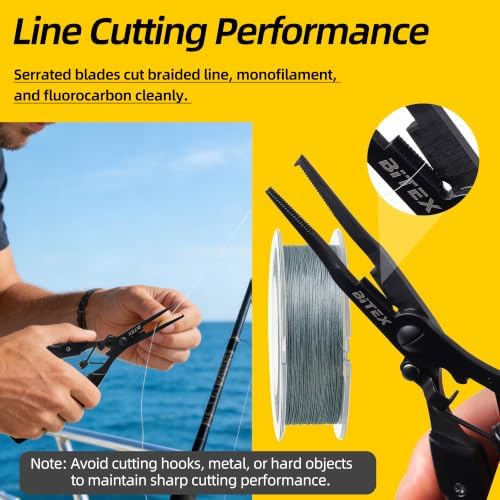 BiteX Fishing Pliers with Split Ring Tip and Braid Cutter, Saltwater - Image 4
